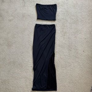 Black Tube Top and Skirt Set